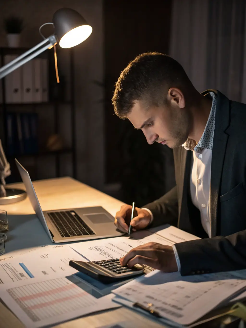 A professional accountant reviewing payroll documents and smiling, symbolizing the initial assessment phase of FICA Tax Save.